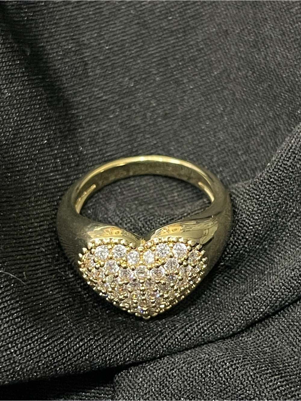 Gold Heart Pavé Ring - Sparkling Gold Heart Ring